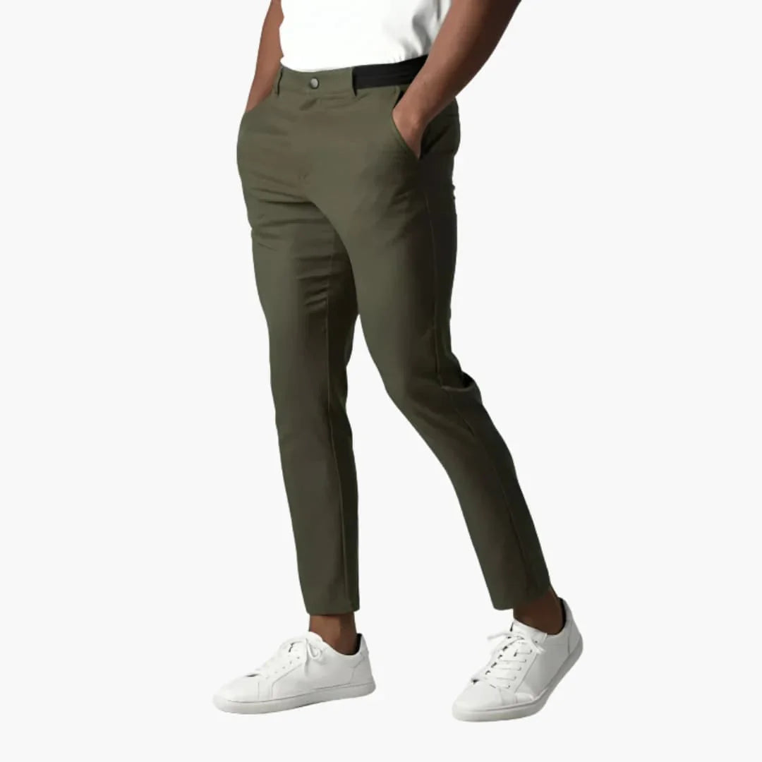 NOUVEAU RICHE Chinohose Elastisch Herren Mit Bund Gerade Beinform Grün