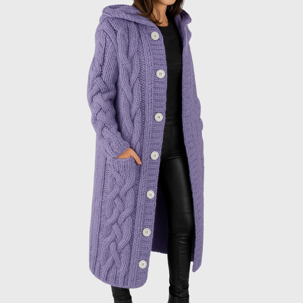 Pamelo | Damen Strickjacke Longline - Langer Cardigan mit Taschen & Ohne Verschluss