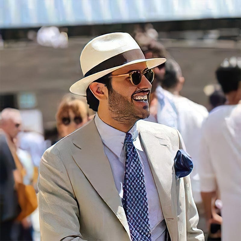 NOUVEAU RICHE Fedora Filzhut Weiß Mit Schwarzem Band Einheitsgröße