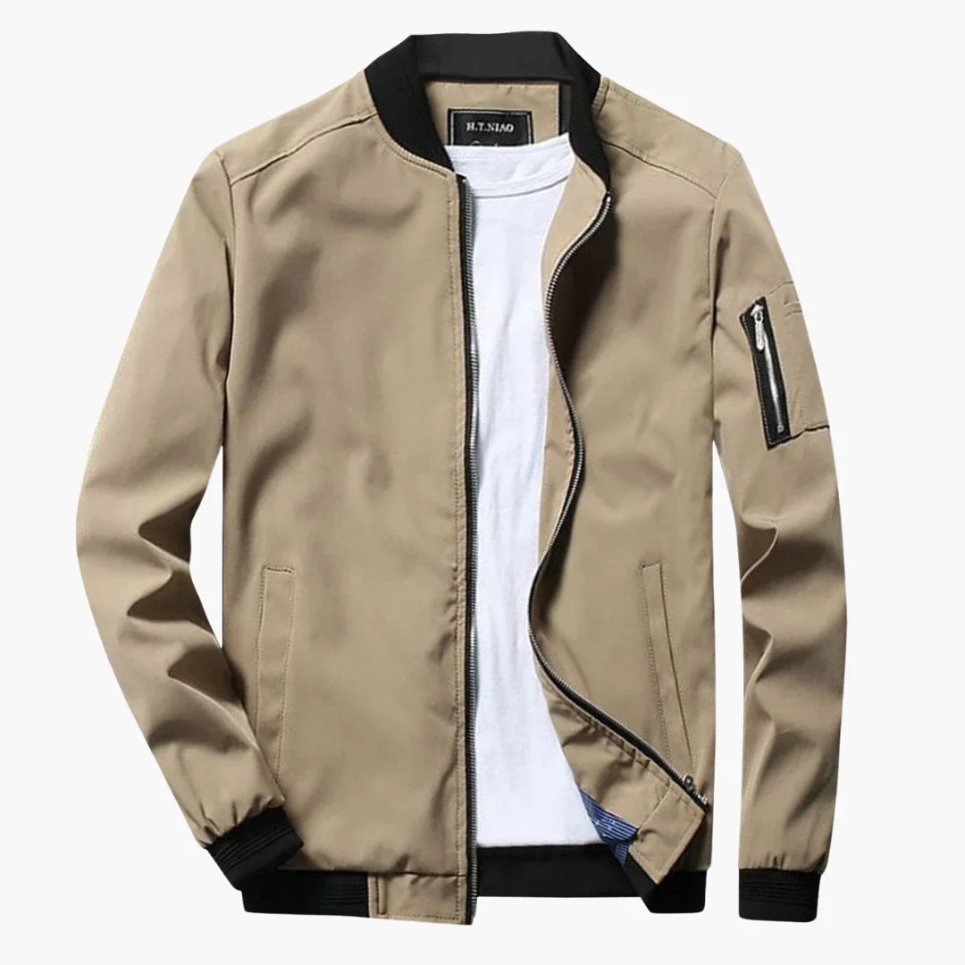 NOUVEAU RICHE Bomberjacke Slim Fit Herren Leicht Für Frühling Sommer Khaki