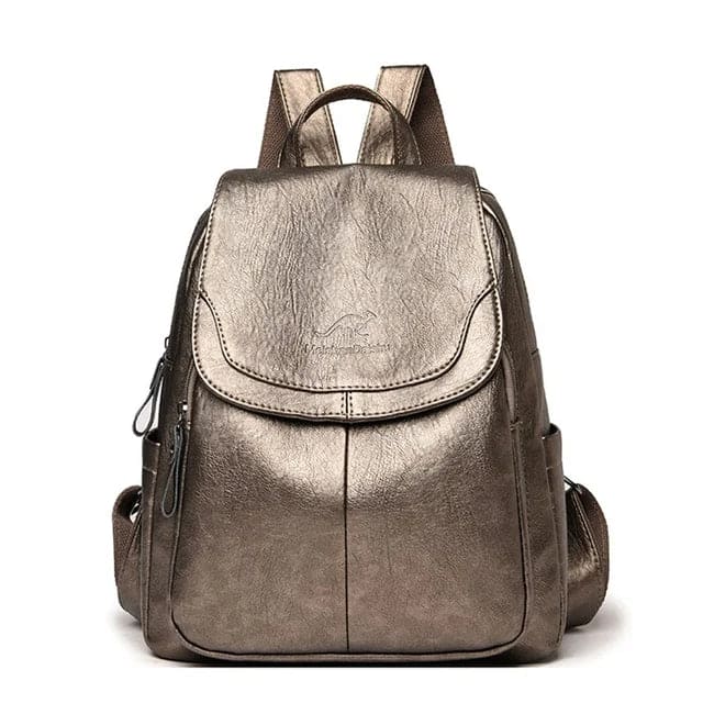 NOUVEAU RICHE Damen Leder Rucksack - Sicherer, Stilvoller, Organisierter Reisebegleiter - Backpack Bronze