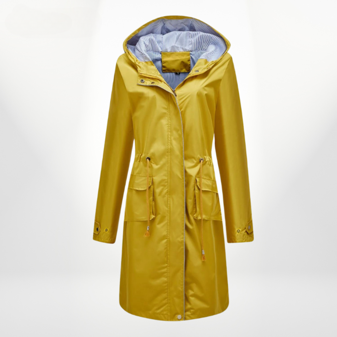NOUVEAU RICHE Trenchcoat Damen Wasserdicht Mit Kapuze Leichtes Material Gelb