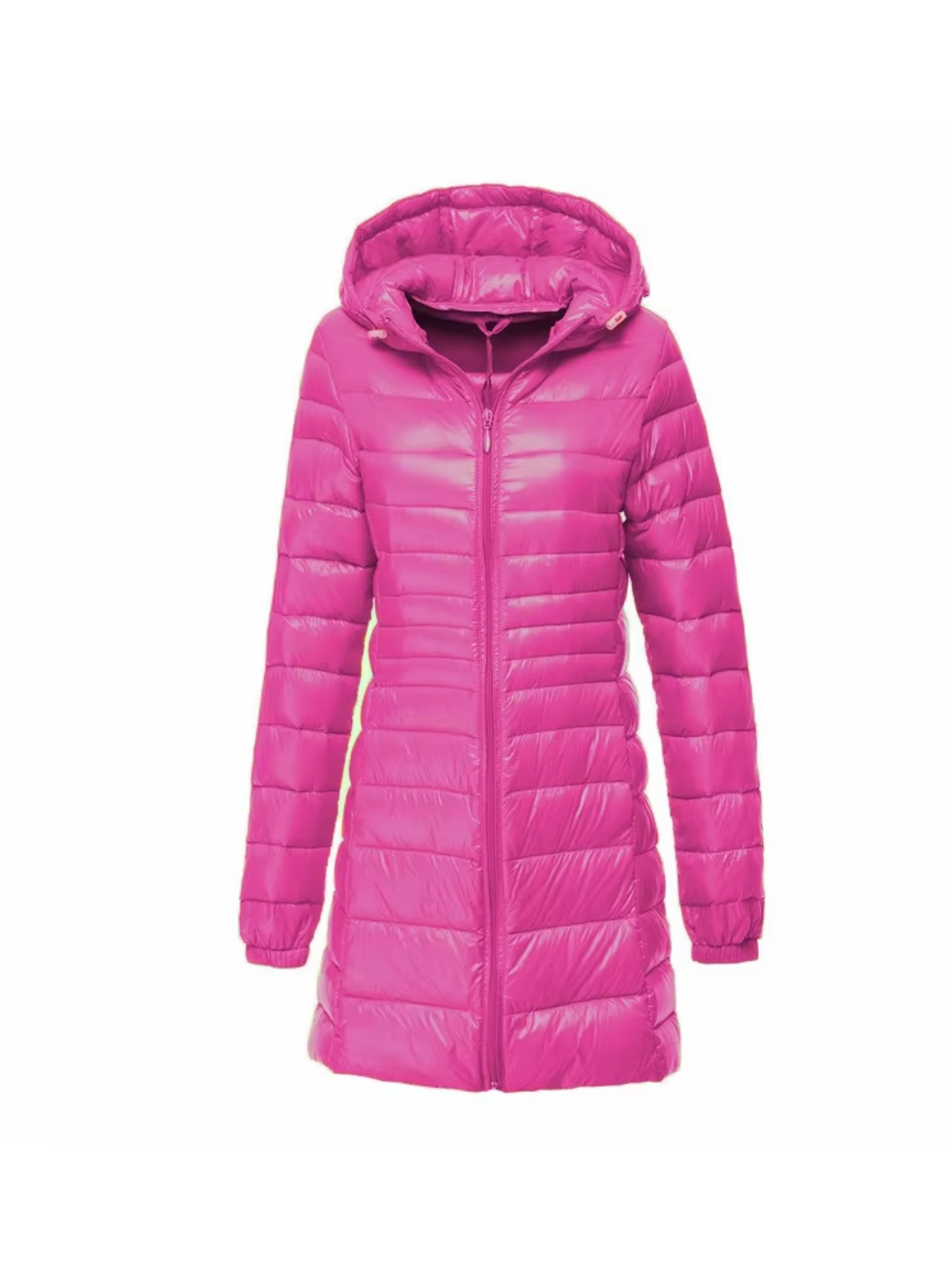NOUVEAU RICHE Damen Lange Wattierte Jacke Daunenjacke Leicht Warm Rosa