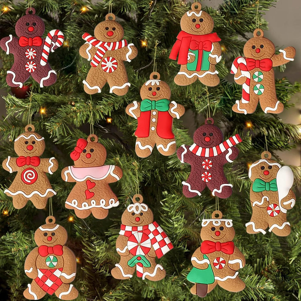 NOUVEAU RICHE Set mit 12 Lebkuchen-Ornamenten – Lebkuchen Christbaumschmuck & Weihnachtsanhänger, Nostalgische Deko – SweetBakes