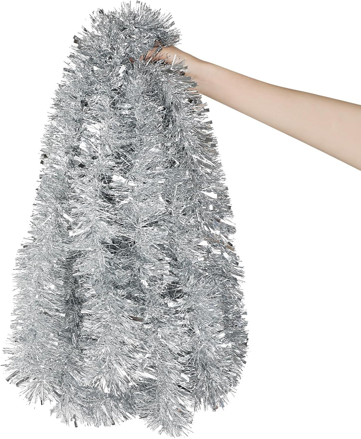 NOUVEAU RICHE Silberne Glitzergirlande 10 m – Weihnachtsgirlande für Weihnachtsbaum, Kaminsims & Party – SparkleTwist