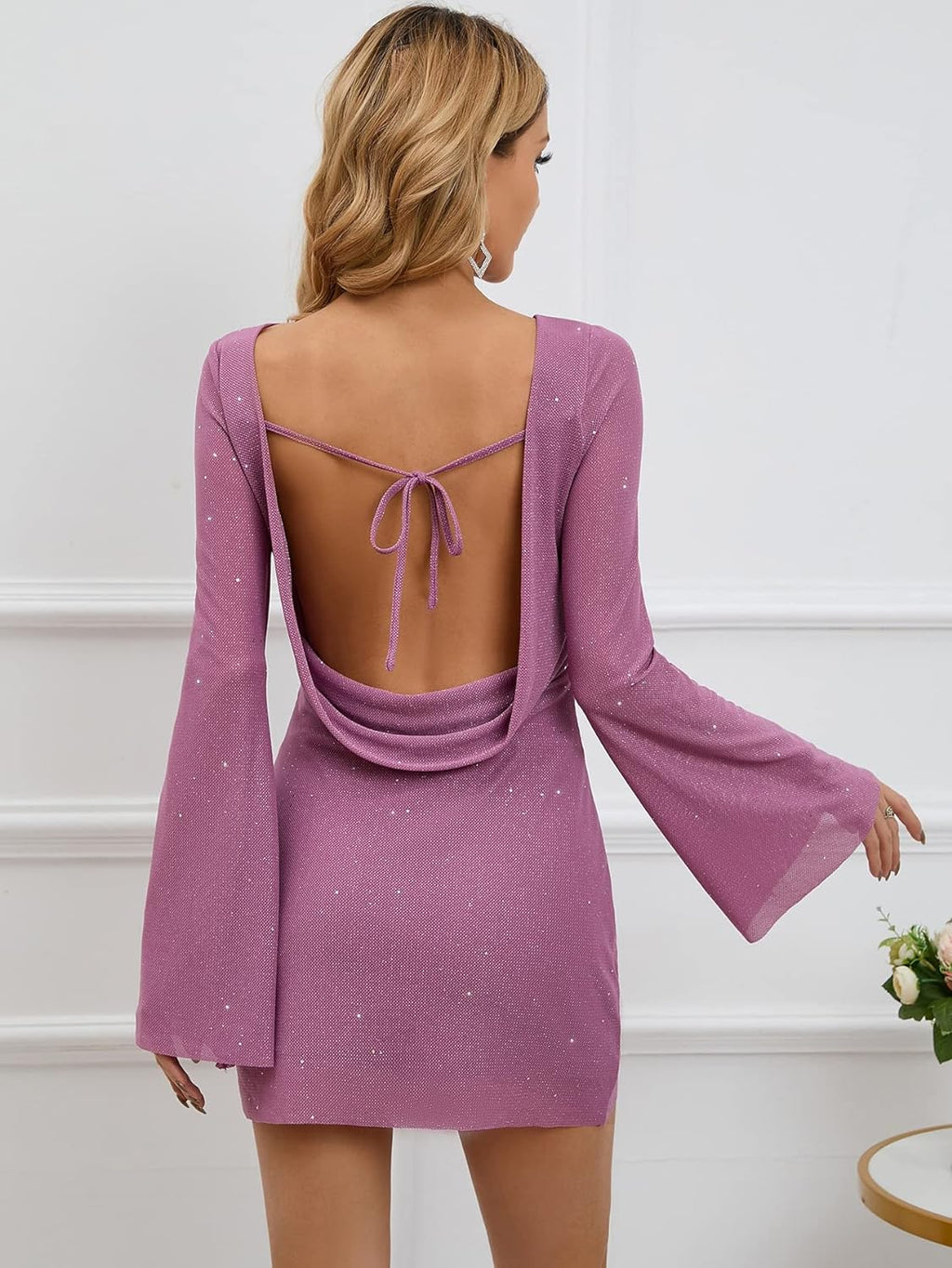 NOUVEAU RICHE Damen Langärmeliges kurzes Partykleid Moderner Stil