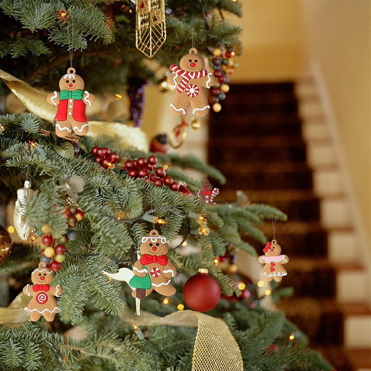 NOUVEAU RICHE Set mit 12 Lebkuchen-Ornamenten – Lebkuchen Christbaumschmuck & Weihnachtsanhänger, Nostalgische Deko – SweetBakes