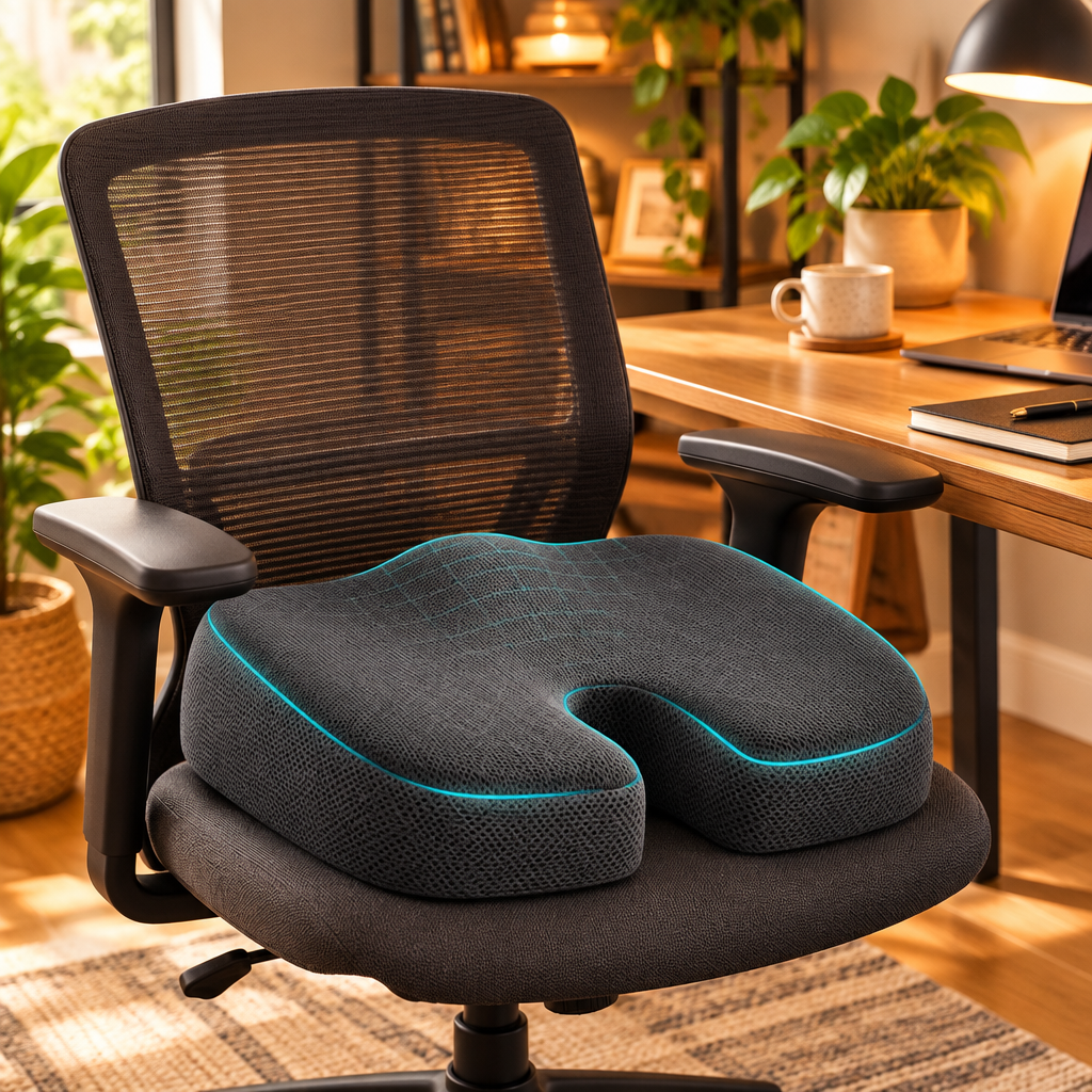 NOUVEAU RICHE Memory Foam Sitzkissen für Stuhl – Ergonomisches Sitzkissen für Autositz, Bürostuhl & Flugzeug, 3 Farben