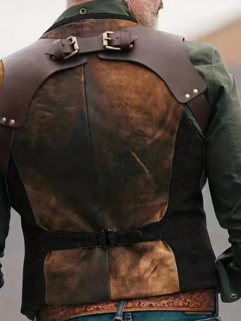 NOUVEAU RICHE Damen Weste – Elegante V-Ausschnitt Weste aus Fischgrät-Baumwolle mit Revers