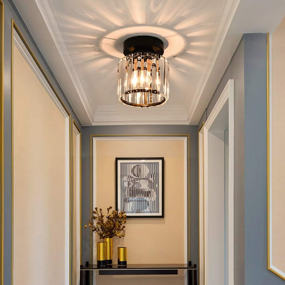 NOUVEAU RICHE Moderne Kristall-Deckenleuchte – Kristall Deckenlampe mit Messingfassung, E27, rund oder quadratisch, Gold oder Schwarz – CrystalGlow
