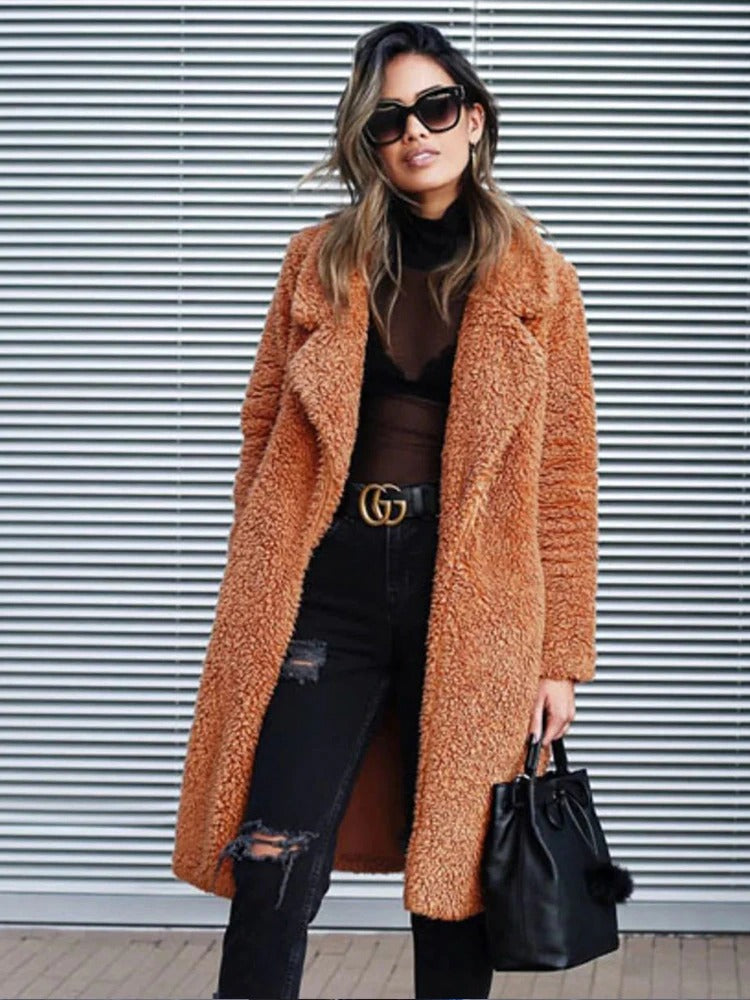 NOUVEAU RICHE Teddy Mantel Versteckte Tasche Weiches Futter Bequem - Winterjacke - Wintermäntel Damen