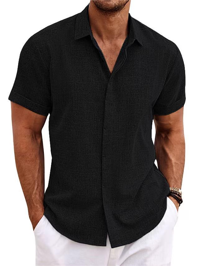 NOUVEAU RICHE Herren Kurzarmhemd Stoff Freizeit Und Sommer Vielseitig Schwarz