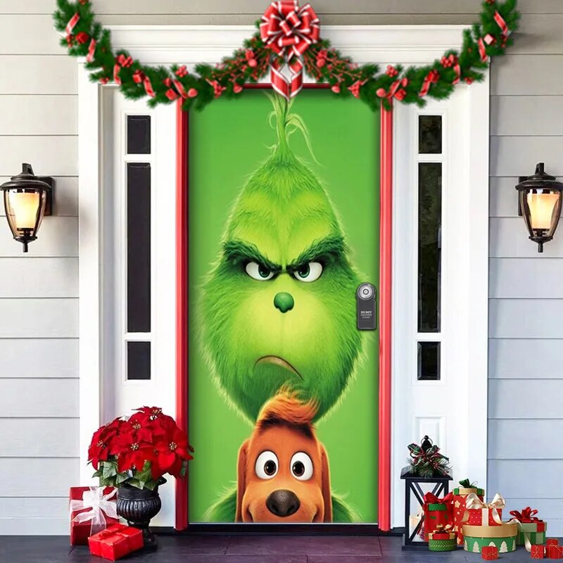 NOUVEAU RICHE Weihnachtliche Türdekoration – Weihnachtsdeko Türbanner für die Haustür, wiederverwendbarer Stoff, 91×203 cm, 7 Designs – MerryDoor Design 5 91×203cm