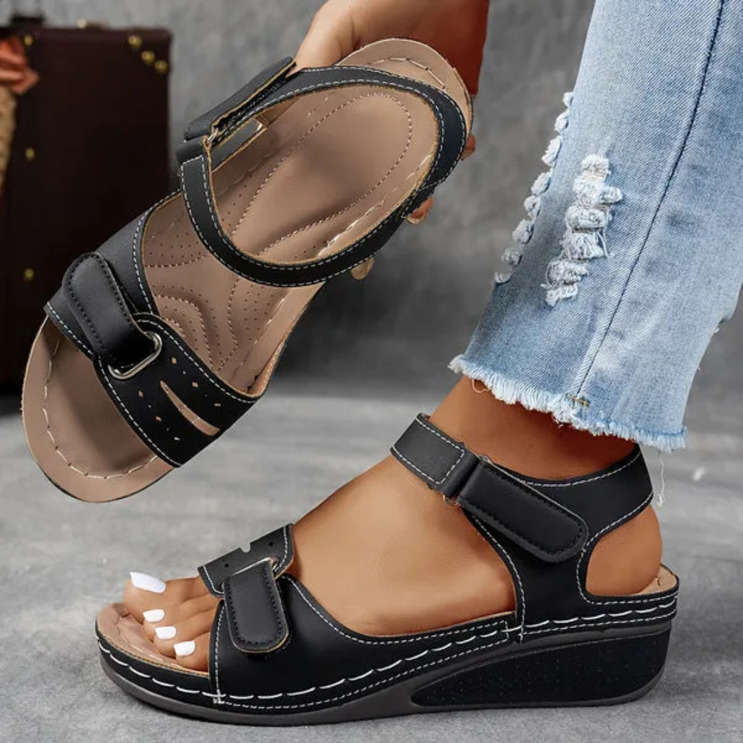 NOUVEAU RICHE Sandalen Mit Rutschfester Sohle Fußgewölbe Unterstützung Mailand Schwarz
