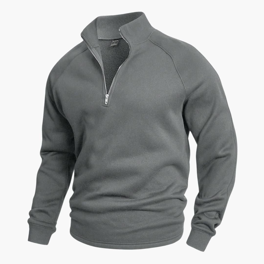 NOUVEAU RICHE Herren Strickpullover Halbreißverschluss Alltagslook Grau