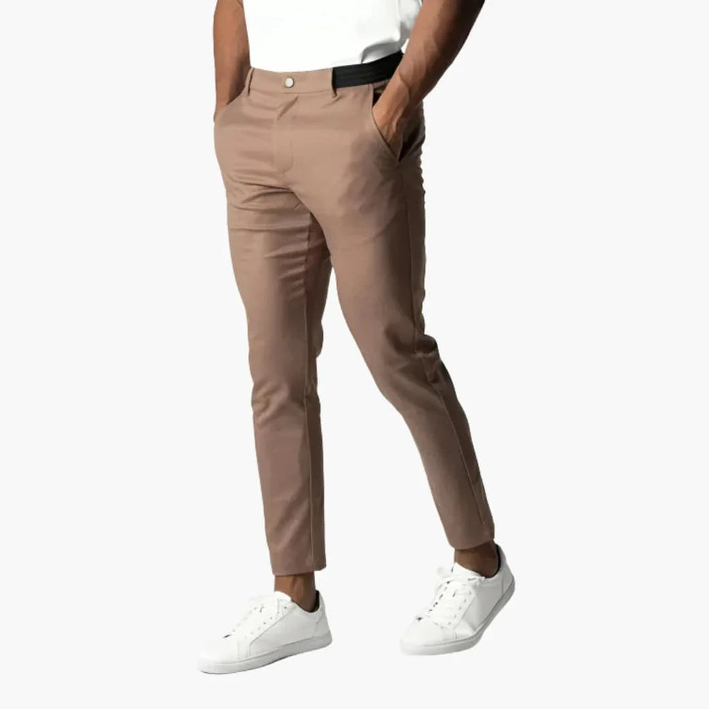 NOUVEAU RICHE Chinohose Elastisch Herren Mit Bund Gerade Beinform Khaki
