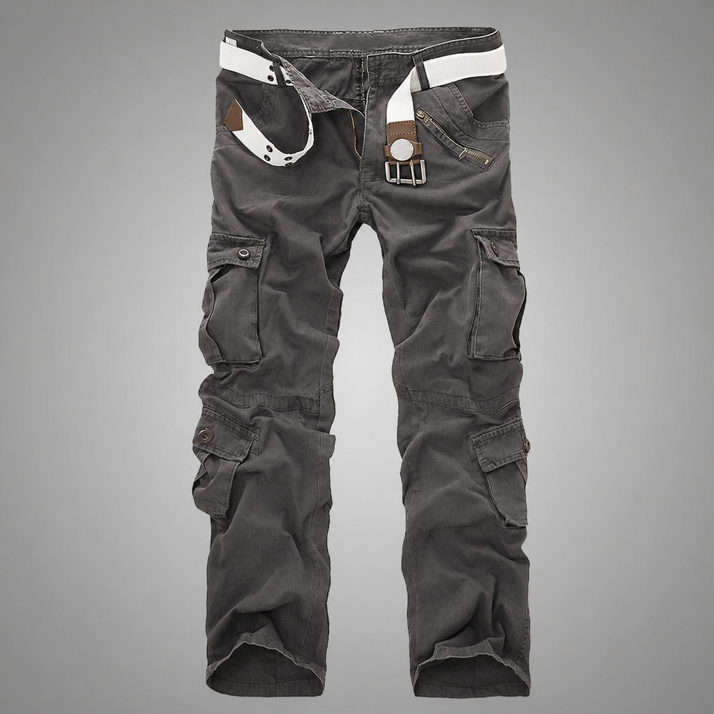 NOUVEAU RICHE Militärische Baggy Hosen Mit 8 Taschen Cargo Hosen Aus 100 Prozent Baumwolle Robuste Und Wasserabweisende Multifunktionale Hosen Für Herren Mit Lockere Passform Und Gerade Beine Grau