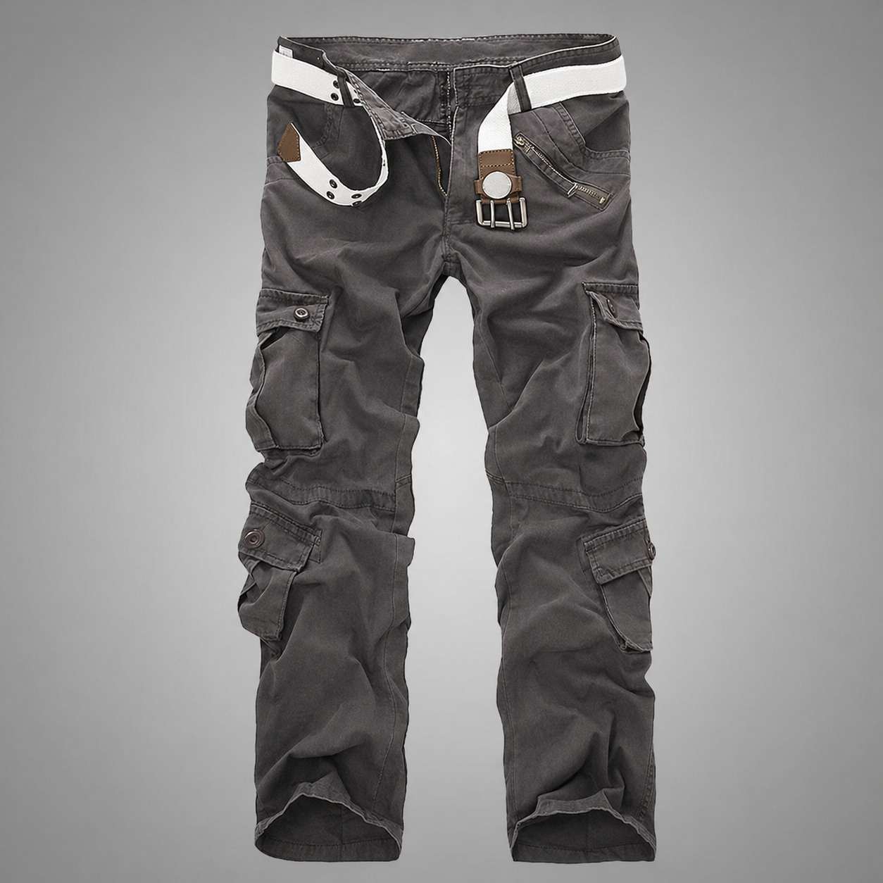 NOUVEAU RICHE Militärische Baggy Hosen Mit 8 Taschen Cargo Hosen Aus 100 Prozent Baumwolle Robuste Und Wasserabweisende Multifunktionale Hosen Für Herren Mit Lockere Passform Und Gerade Beine Grau
