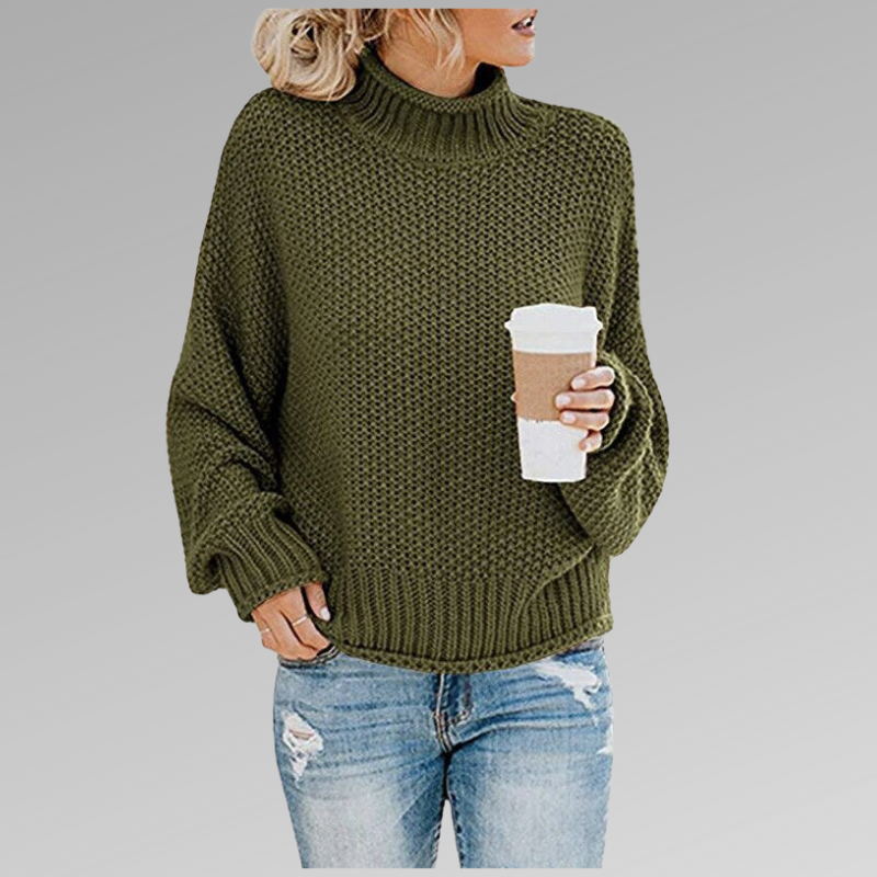 NOUVEAU RICHE Bersh | Damen Lockerer Strickpullover für den Winter Grün