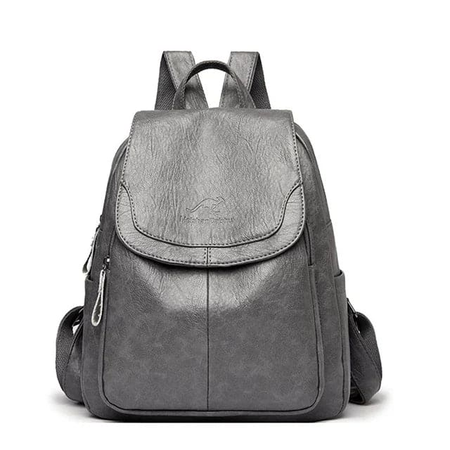 NOUVEAU RICHE Damen Leder Rucksack - Sicherer, Stilvoller, Organisierter Reisebegleiter - Backpack Grau