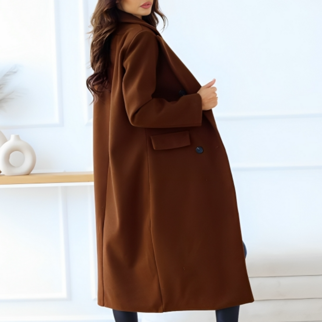 NOUVEAU RICHE Langer Wintermantel Damen Warm Viel Wärme Und Eleganz Braun