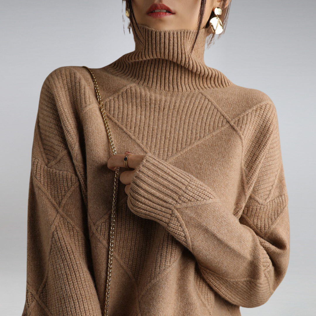 NOUVEAU RICHE Rollkragenpullover Damen Kuschelig Warm Weich