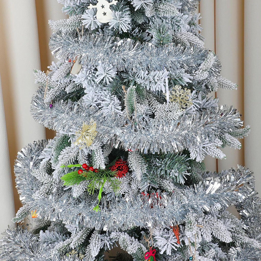 NOUVEAU RICHE Silberne Glitzergirlande 10 m – Weihnachtsgirlande für Weihnachtsbaum, Kaminsims & Party – SparkleTwist