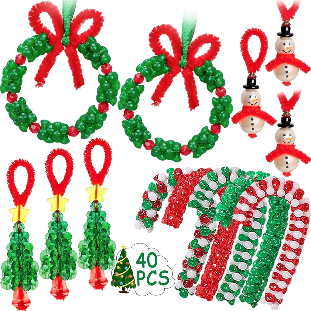 NOUVEAU RICHE Christbaumschmuck Perlenset – Perlen für DIY-Weihnachtsdeko, Kränze, Tannenbäume & Schneemänner, 40-teilig – BeadCraft