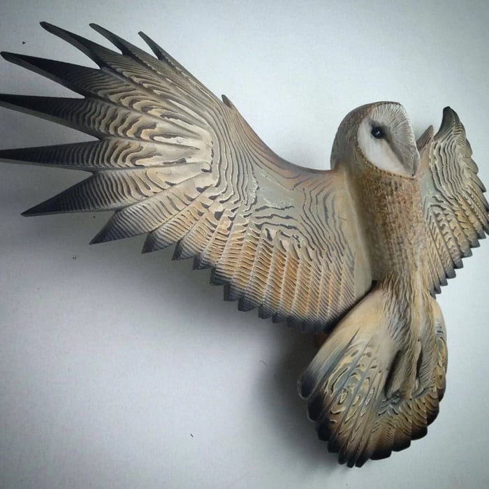 NOUVEAU RICHE Holz-Wanddekoration Eule „Majestic“ – Wanddeko aus Holz mit Maserung, Eulen Wandbild für Wohnzimmer & Flur