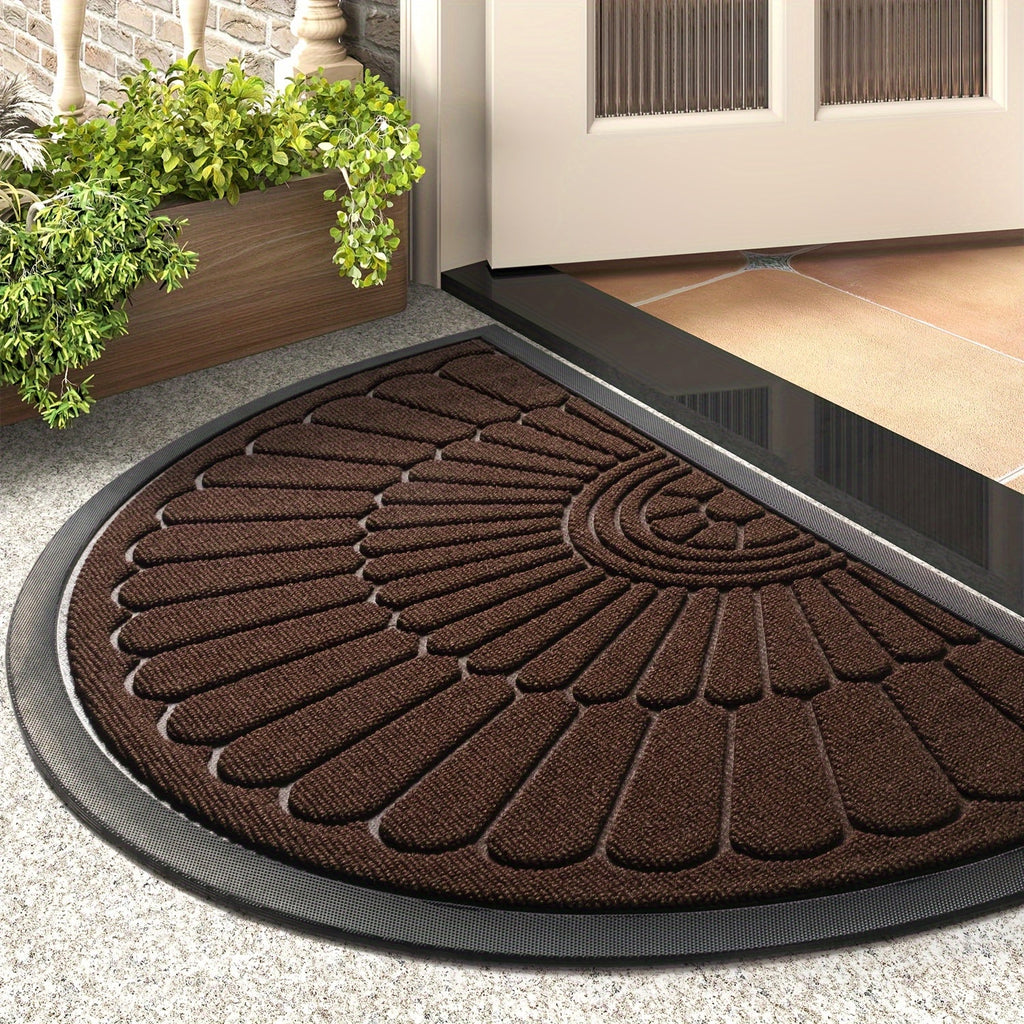 NOUVEAU RICHE Gummi Fussmatte halbrund – Strapazierfähige Schmutzfangmatte für aussen & innen, 3 Farben, 43x75 oder 60x90 cm Braun