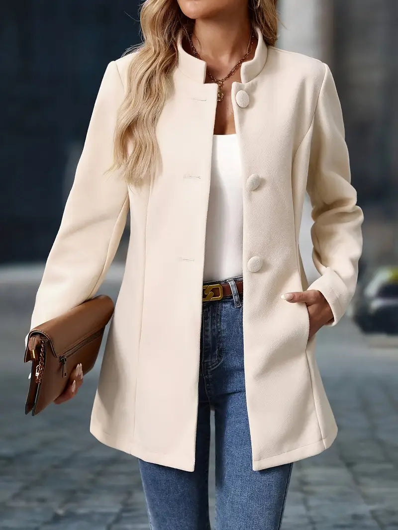NOUVEAU RICHE Klassische Taillierte Jacke – Damen Jacke mit schmeichelhafter Silhouette, elegant, Beige, Schwarz oder Khaki, S–2XL – Luna
