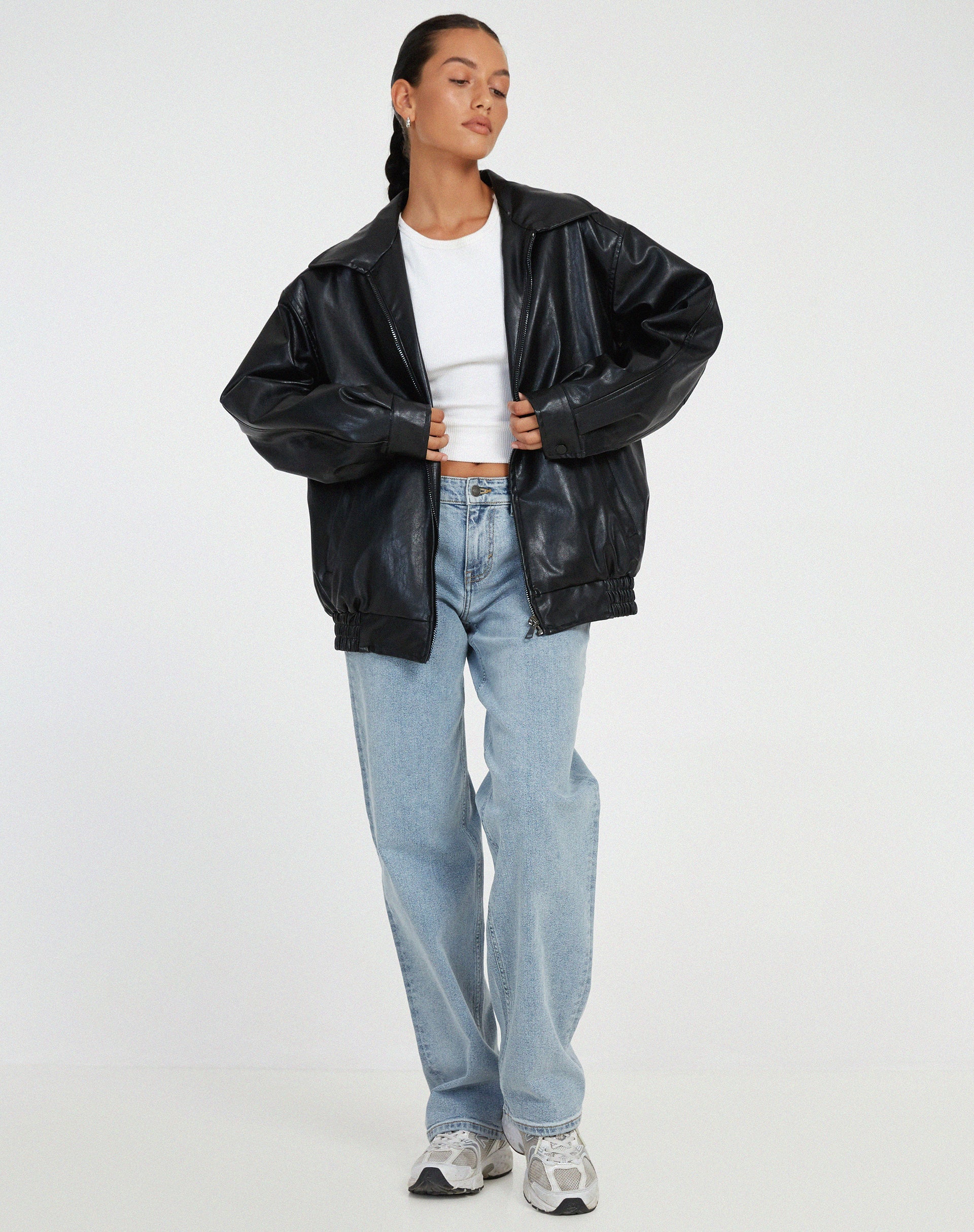 NOUVEAU RICHE Damen Elegante Oversized Jacke Für Jede Gelegenheit Schwarz