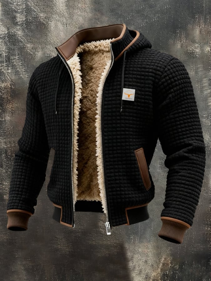 NOUVEAU RICHE Admire | Herren Polar-Fleece Thermo-Jacke Schwarz