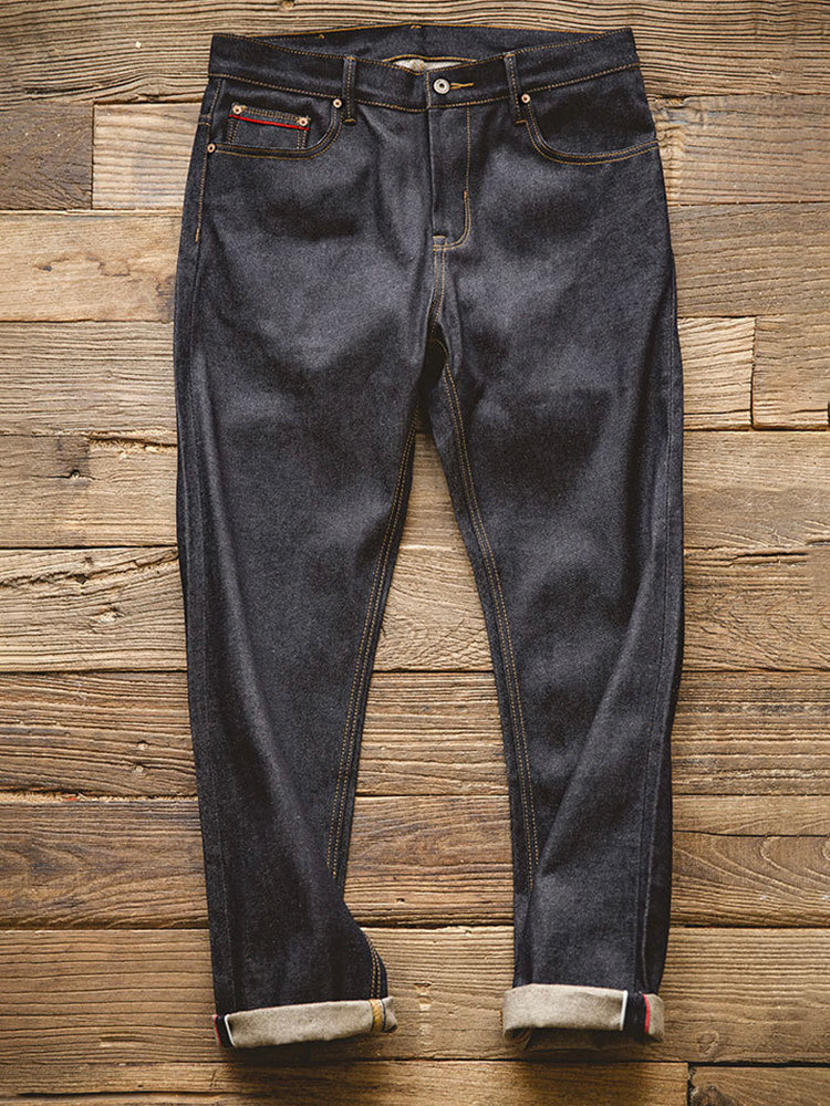 NOUVEAU RICHE Herren American Retro Stil Roh Denim Jeans Aus 100 Prozent Baumwolle Mit Klassischem Geradem Bein Design
