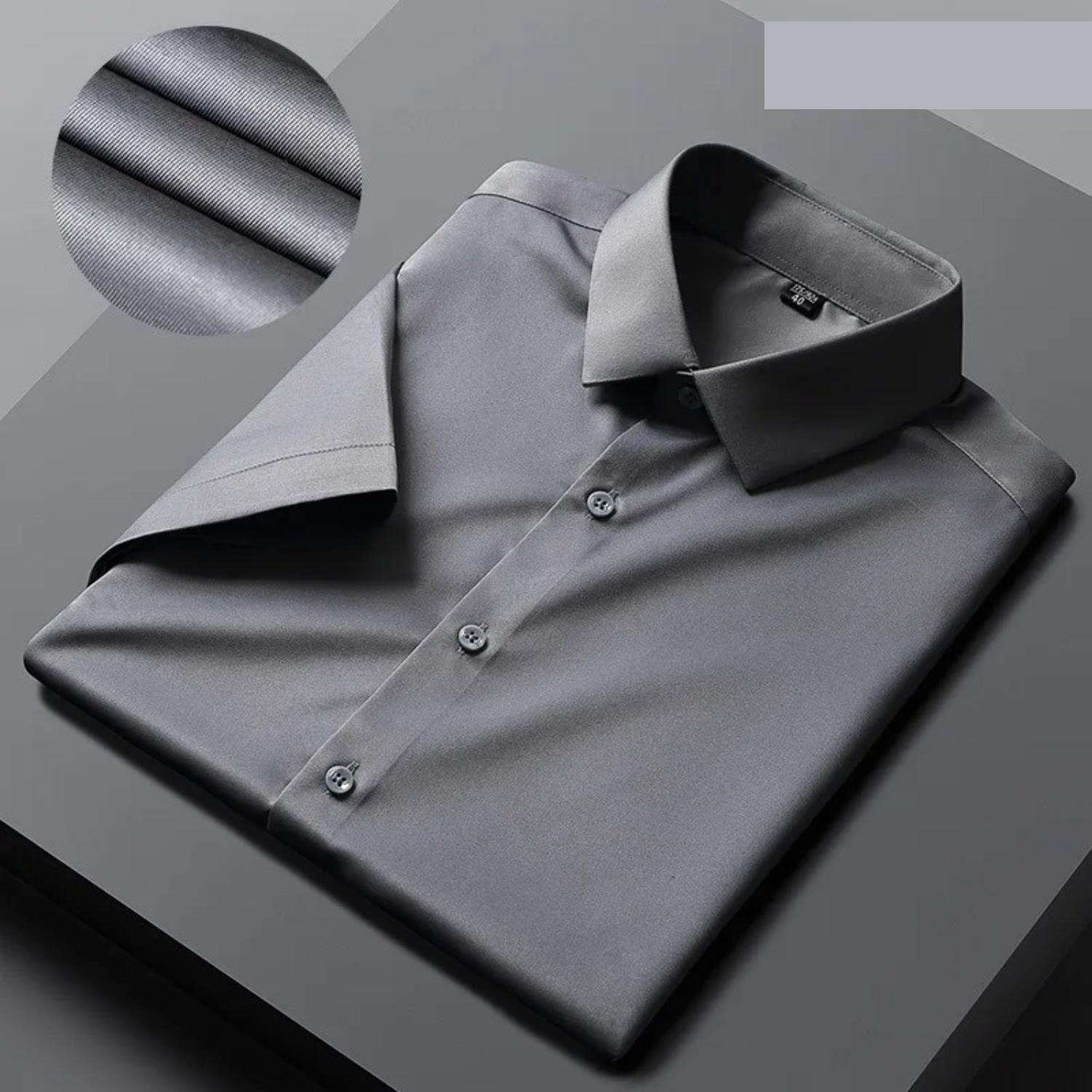 NOUVEAU RICHE Bügelfreies Kurzarmhemd Elegantes Hochwertigen Materialien Grau