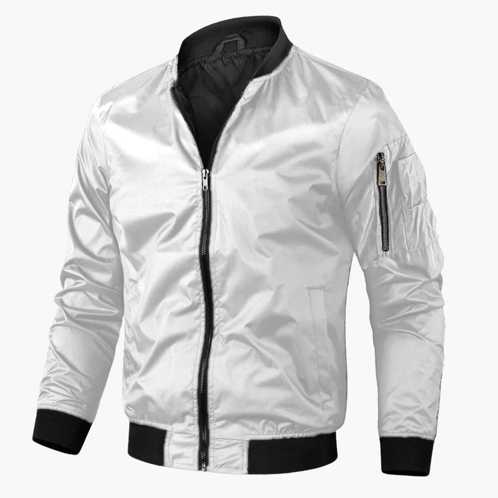 NOUVEAU RICHE Bomberjacke Herren Retro Stil Übergangsjacke Vielseitig Weiß