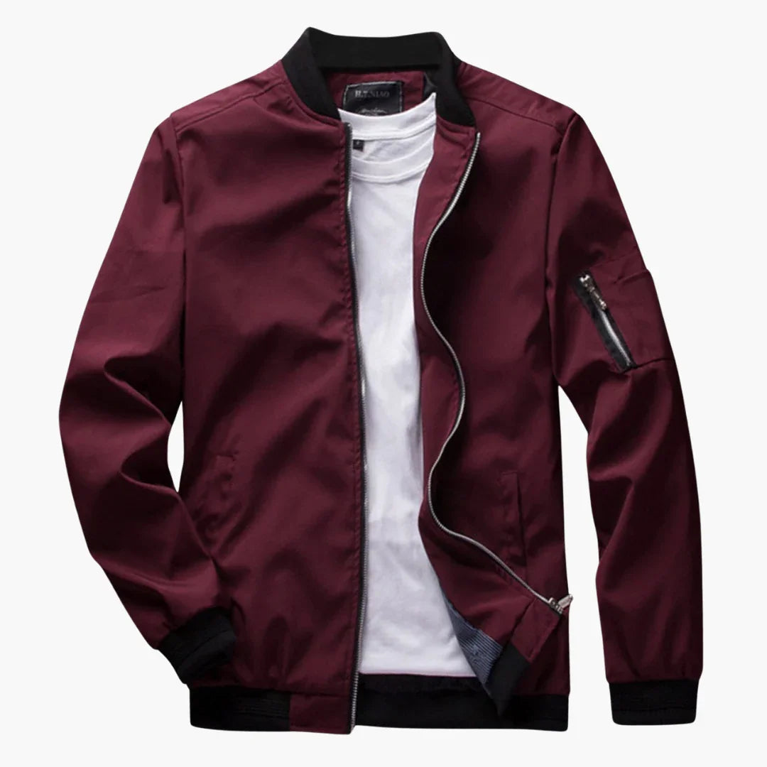 NOUVEAU RICHE Bomberjacke Slim Fit Herren Leicht Für Frühling Sommer Rot