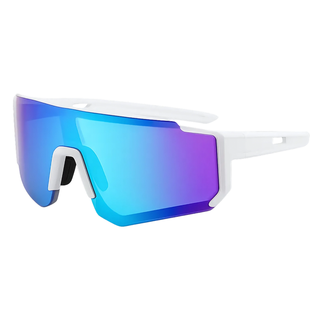 NOUVEAU RICHE Sport-Sonnenbrille Weiß Futuristisches Design Gestell Weiße Nacht