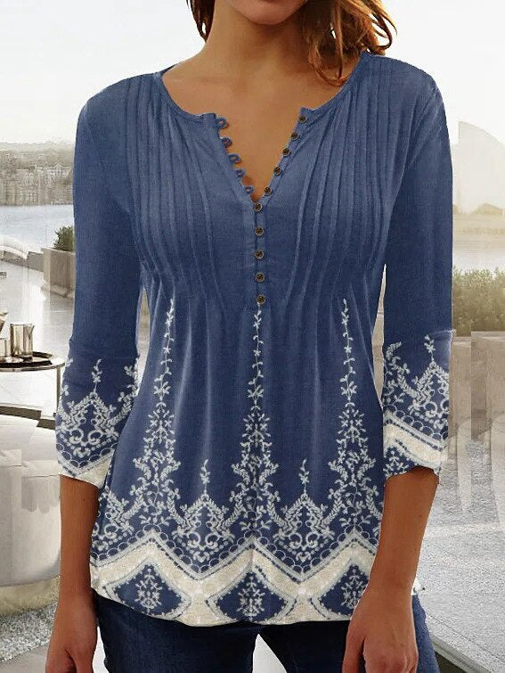 NOUVEAU RICHE Oberteil Damen Baumwollmischung Lässig Alltagslook Blau