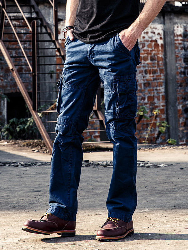 NOUVEAU RICHE Herren Baumwoll Cargo Hosen Für Outdoor Aktivitäten Mit Mehreren Taschen Atmungsaktiv Und Bequem Marineblau