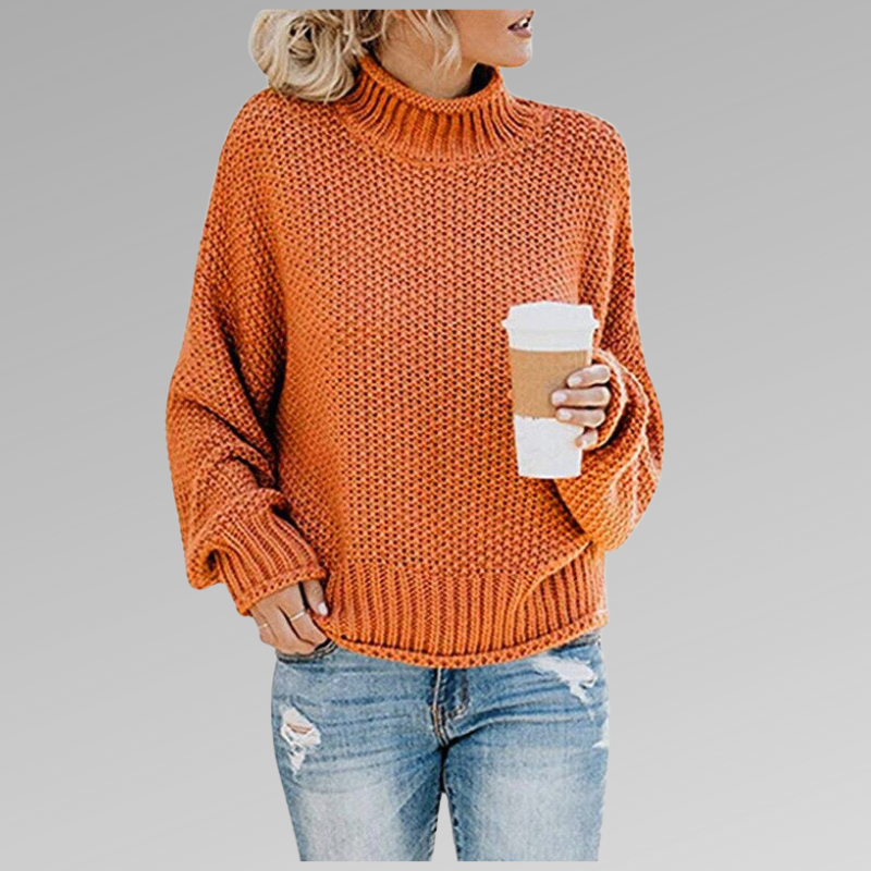 NOUVEAU RICHE Bersh | Damen Lockerer Strickpullover für den Winter Orange