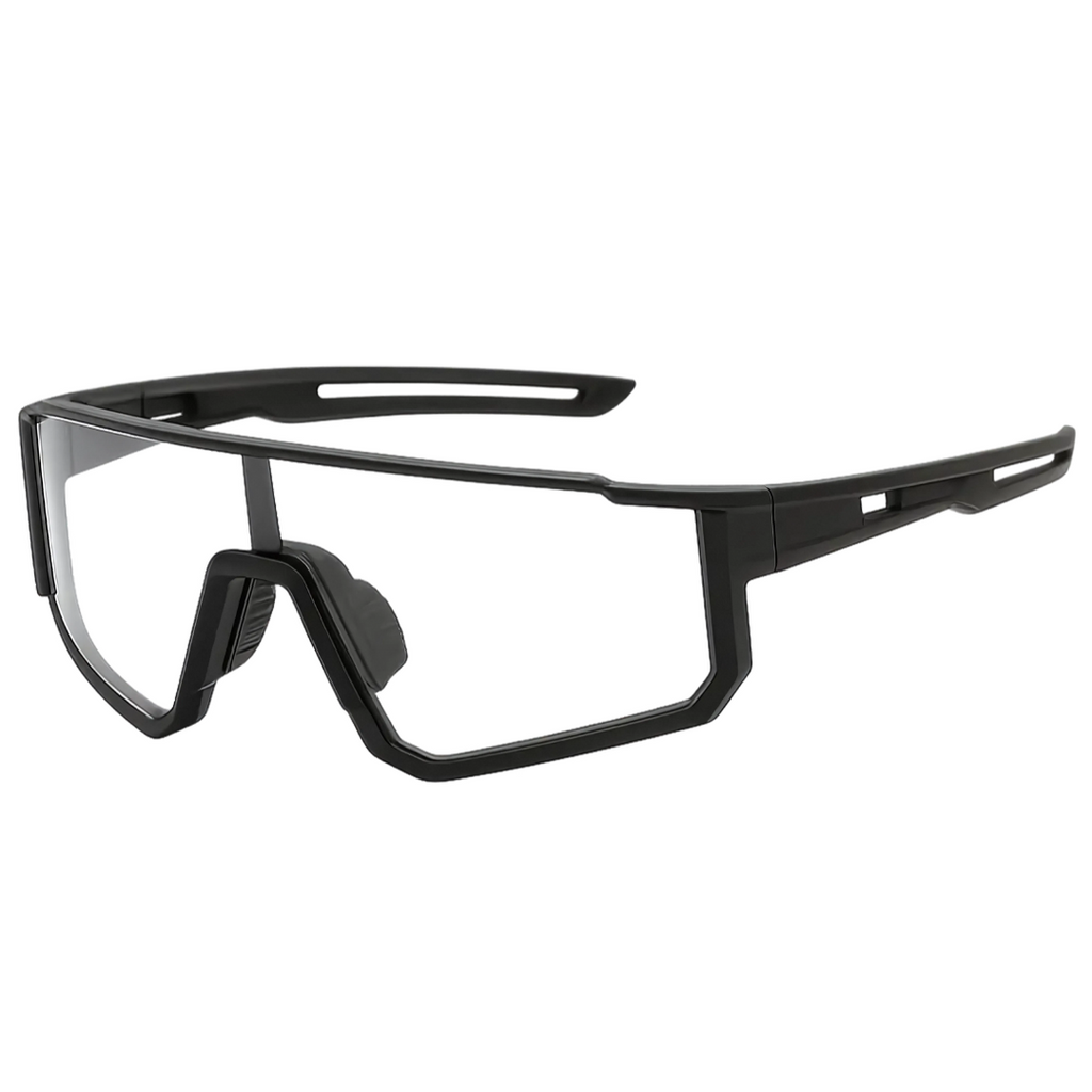 NOUVEAU RICHE Sport-Sonnenbrille Weiß Futuristisches Design Gestell Transparent