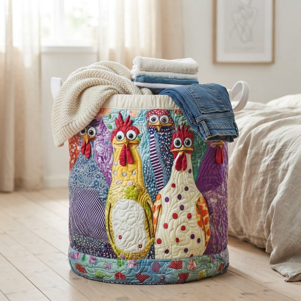 NOUVEAU RICHE Gesteppter Wäschekorb – Cluck Couture Stoff-Wäschesammler, freistehend, faltbar, Canvas-Griffe, 3 Grössen