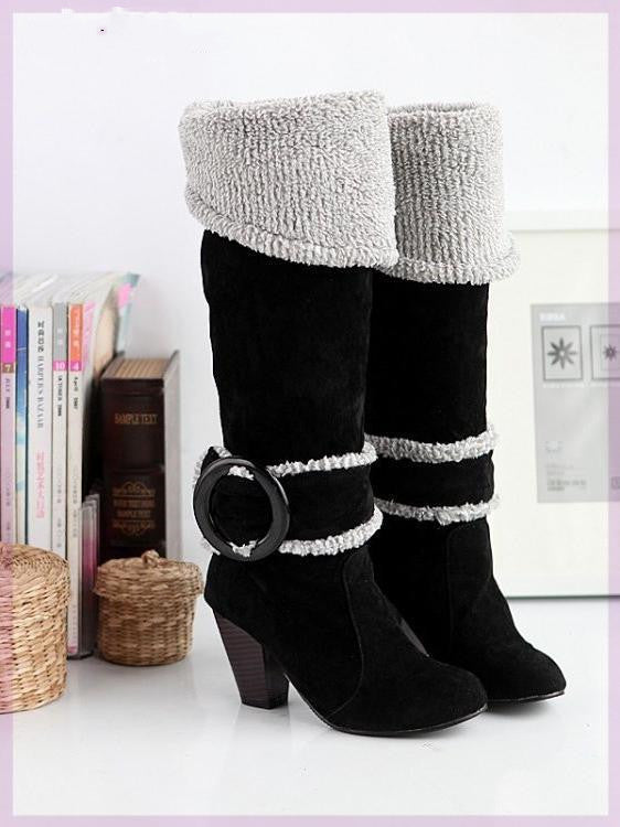NOUVEAU RICHE Damen Stiefel Mit Hohen Absätzen Bis Zum Knie Eleganz Stil Schwarz