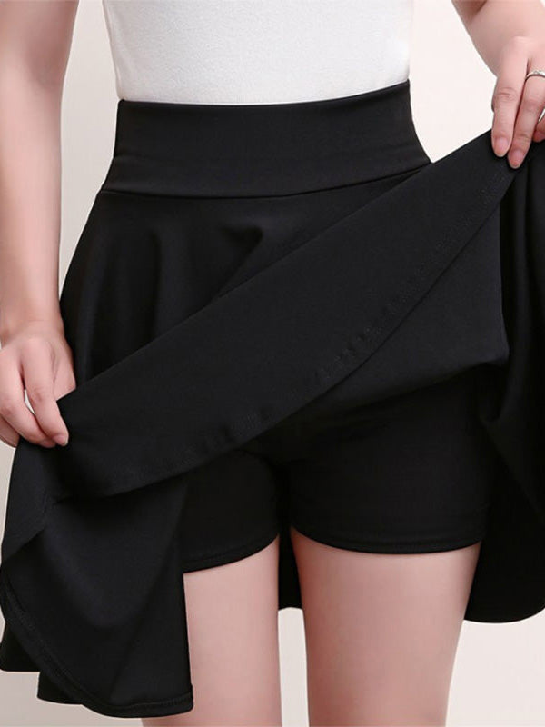 NOUVEAU RICHE A-Linien-Plissee-Röcke Mit Elastischer Taille Und Angesetzten Shorts Für Damen Bequeme Und Bewegungsfreundliche Röcke Ideal Gegen Scheuernde Oberschenkel