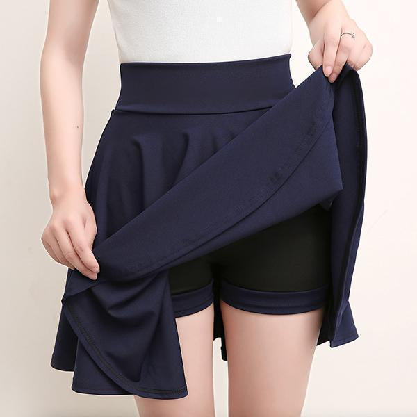 NOUVEAU RICHE A-Linien-Plissee-Röcke Mit Elastischer Taille Und Angesetzten Shorts Für Damen Bequeme Und Bewegungsfreundliche Röcke Ideal Gegen Scheuernde Oberschenkel Marineblau