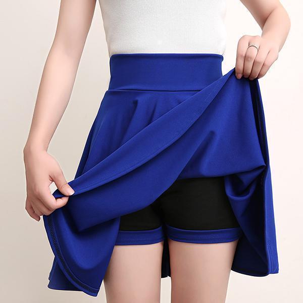 NOUVEAU RICHE A-Linien-Plissee-Röcke Mit Elastischer Taille Und Angesetzten Shorts Für Damen Bequeme Und Bewegungsfreundliche Röcke Ideal Gegen Scheuernde Oberschenkel Dunkelblau