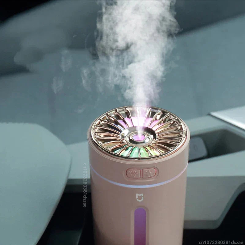 NOUVEAU RICHE USB Luftbefeuchter flüsterleise unter 36 dB – Säulen Aroma Diffuser für Zuhause, Büro & Auto – Weiss, Schwarz & Rosa