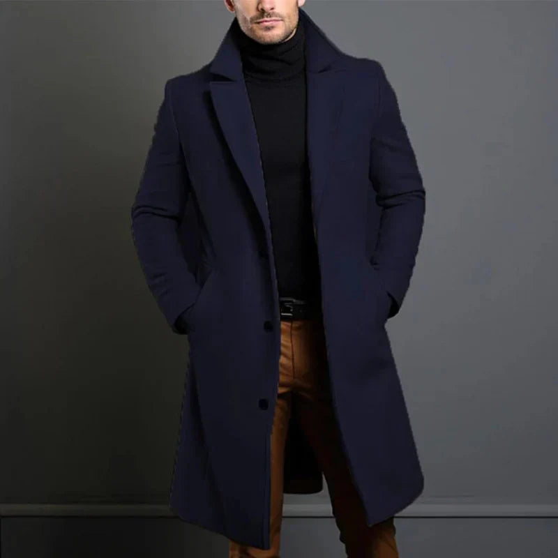 NOUVEAU RICHE Wollmantel Herren Grau Größe L Warm Gefüttert Alltag Blau