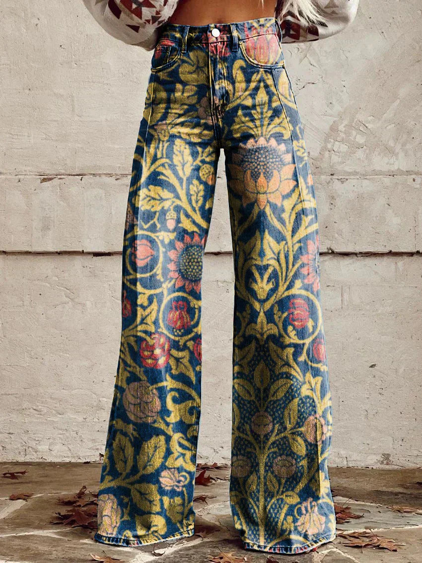 NOUVEAU RICHE Damen Lange Denim Hose Bequeme Freizeit Jeans Blau Alltag Dunkelblau